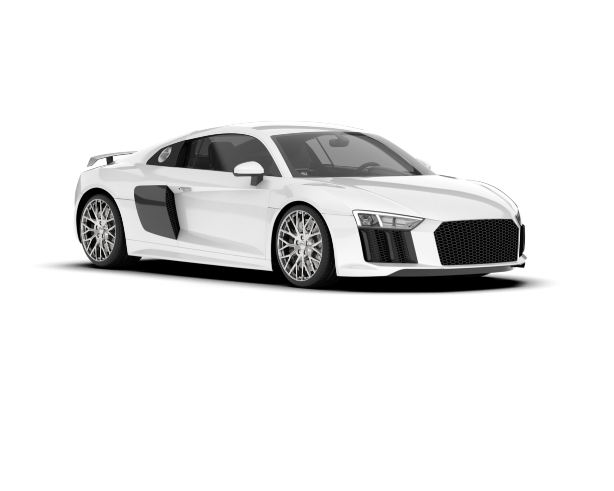 White sport car on transparent background. 3d rendering - illustration png
