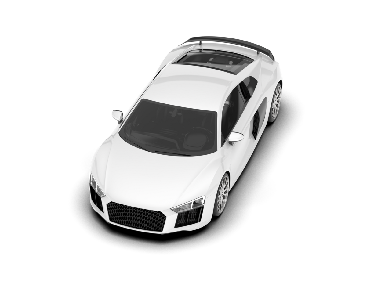 White sport car on transparent background. 3d rendering - illustration png