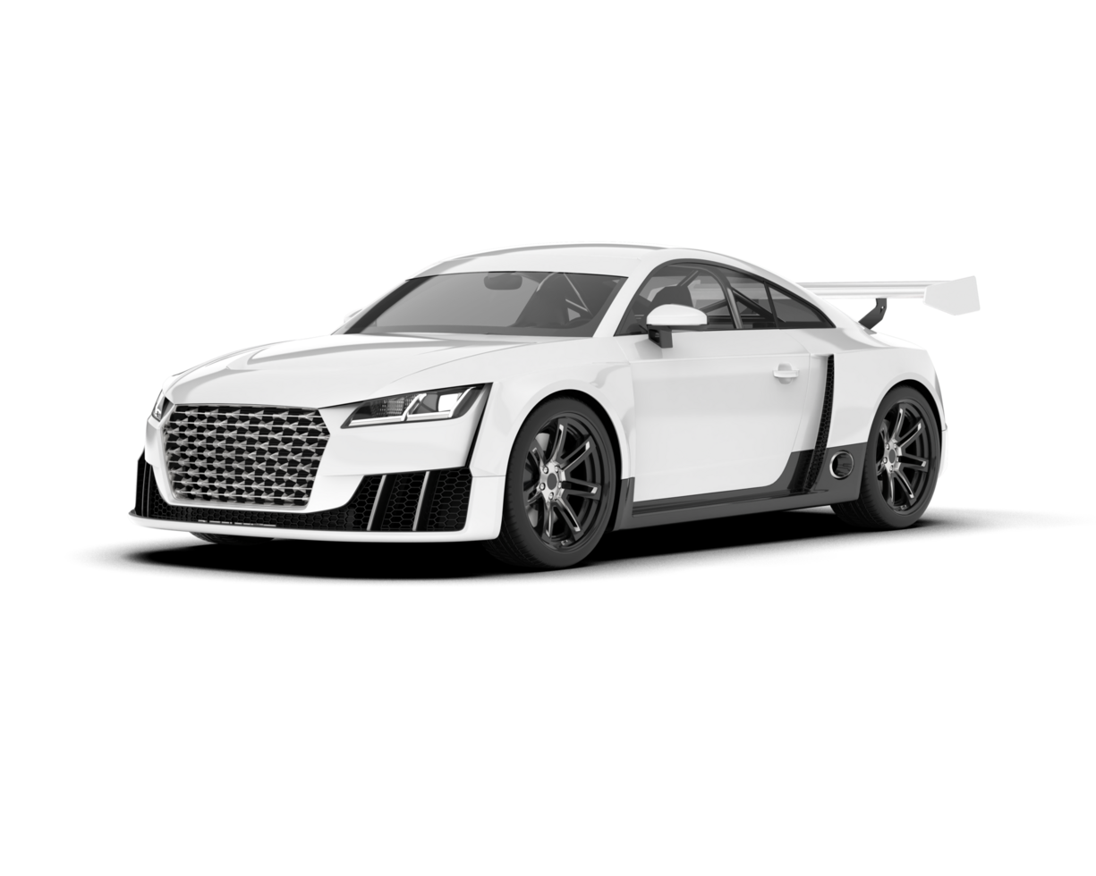 White sport car on transparent background. 3d rendering - illustration png