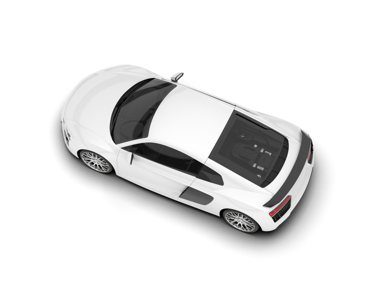White sport car on transparent background. 3d rendering - illustration png