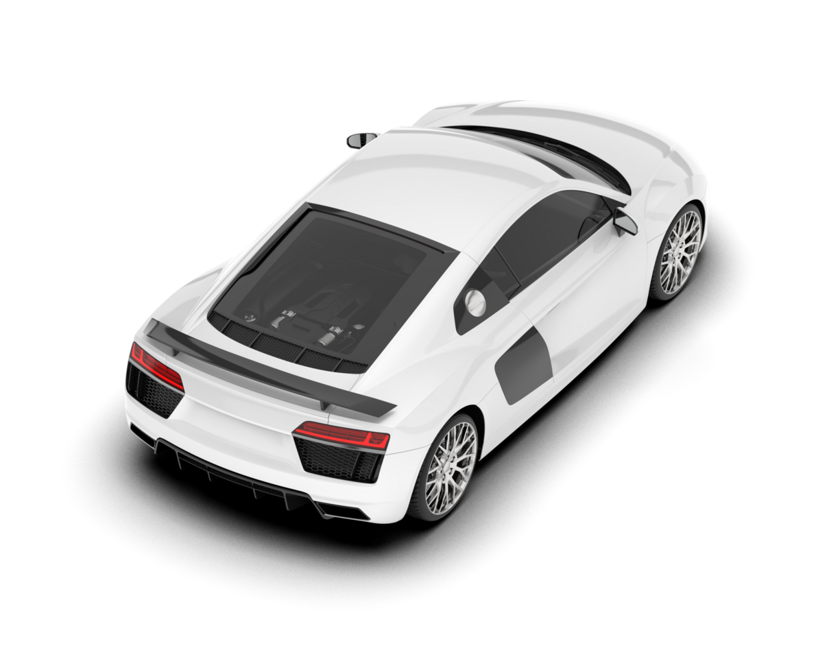 White sport car on transparent background. 3d rendering - illustration png