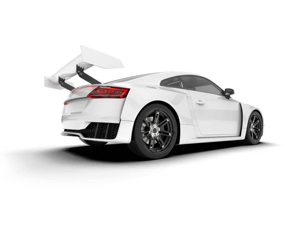 White sport car on transparent background. 3d rendering - illustration png