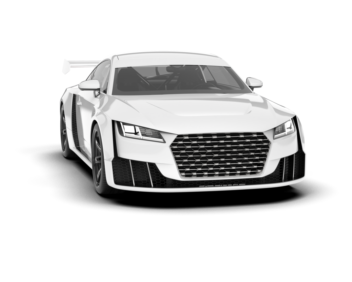 White sport car on transparent background. 3d rendering - illustration png