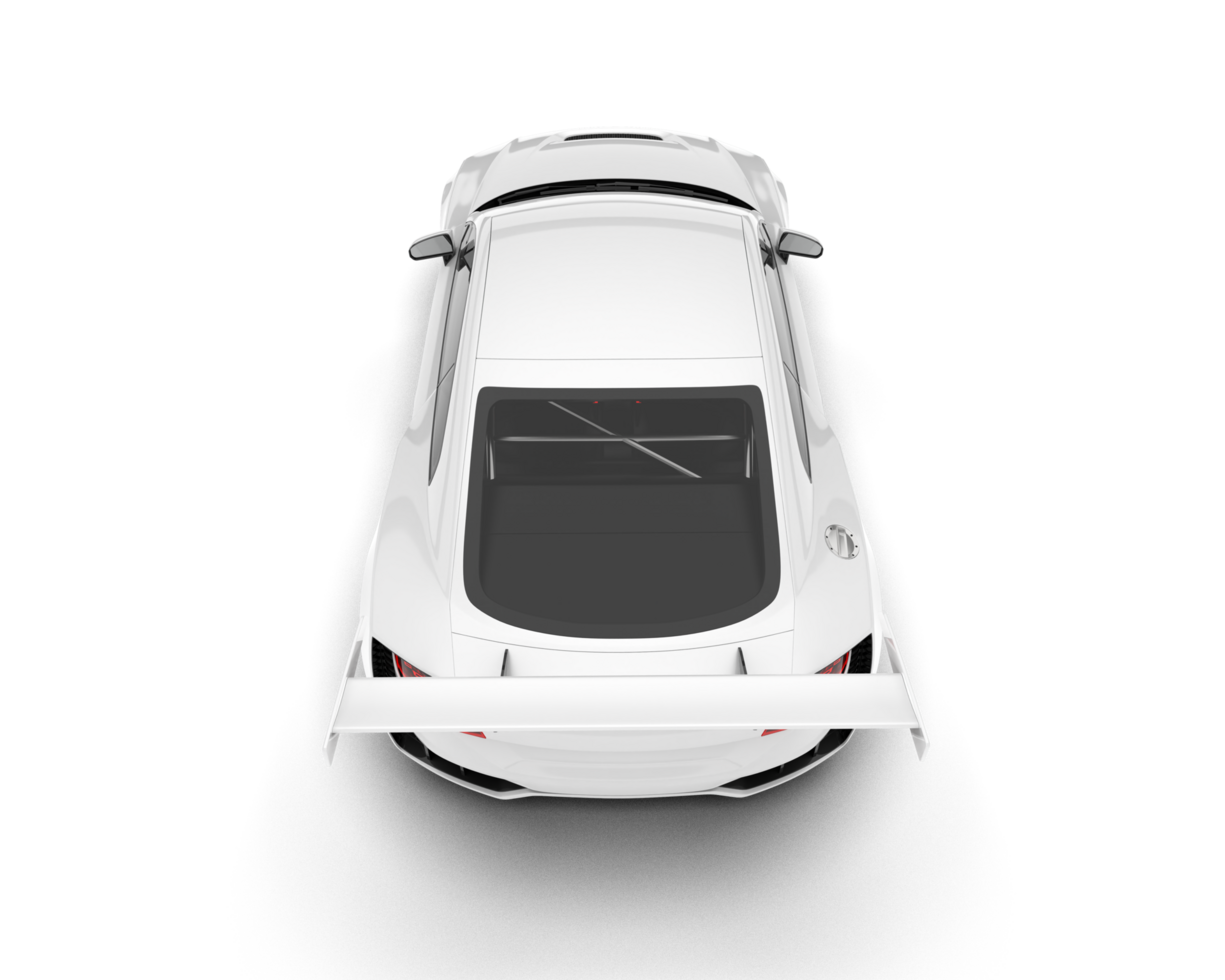 White sport car on transparent background. 3d rendering - illustration png