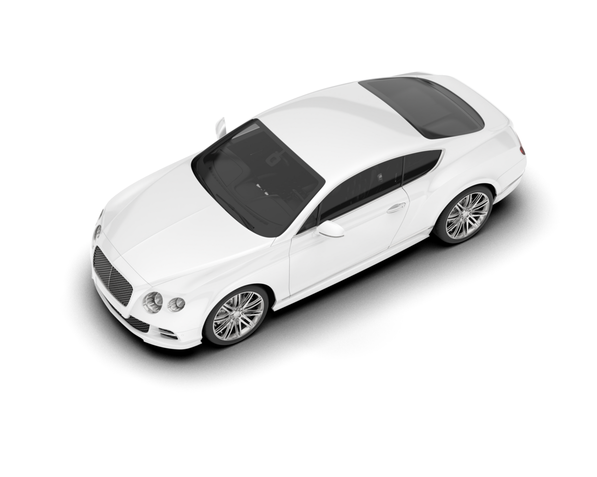White sport car on transparent background. 3d rendering - illustration png