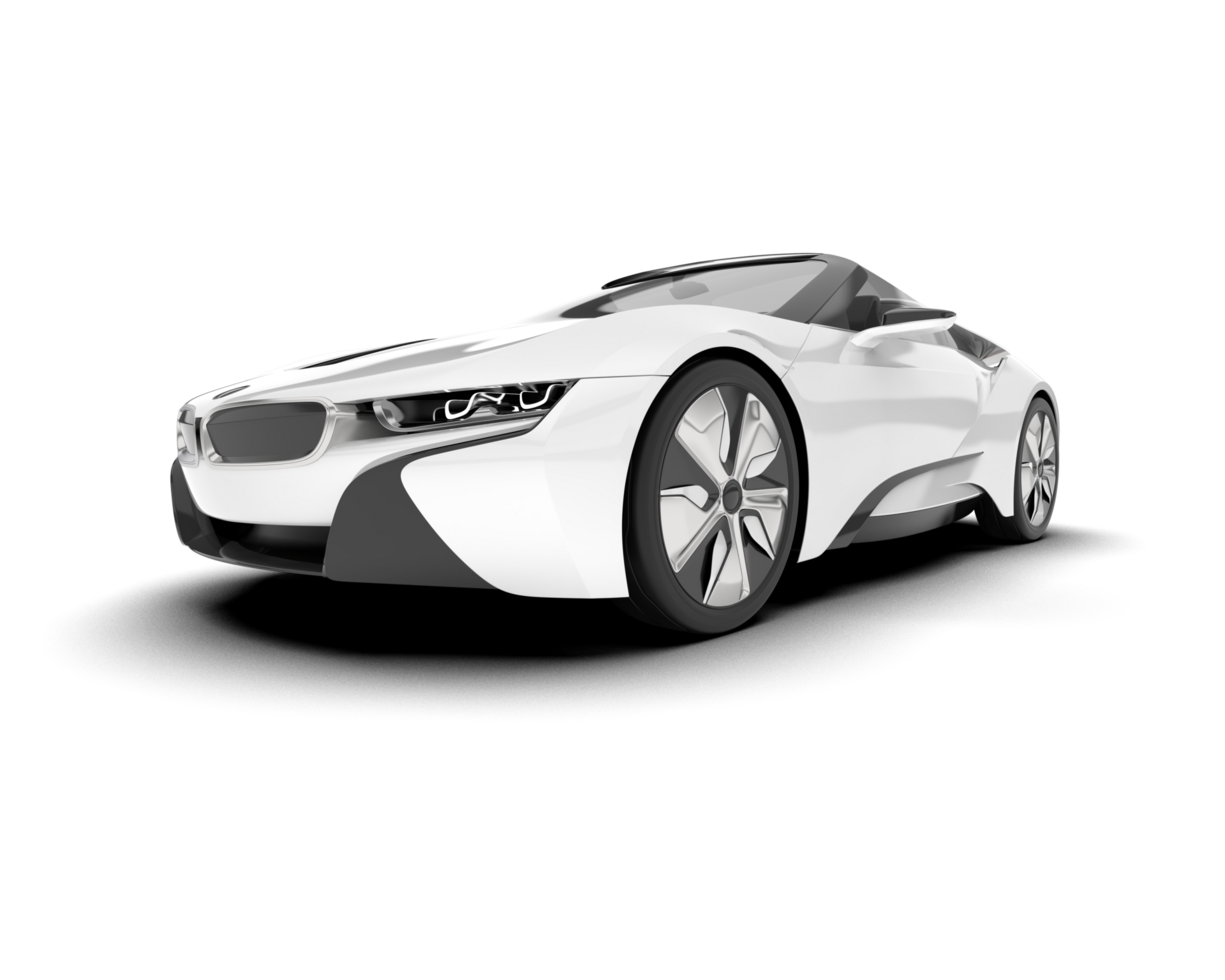 White sport car on transparent background. 3d rendering - illustration png