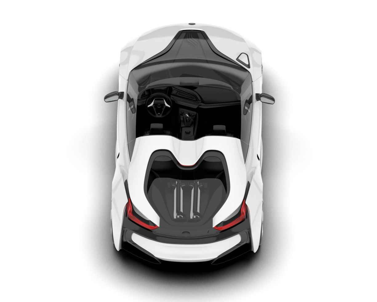 White sport car on transparent background. 3d rendering - illustration png