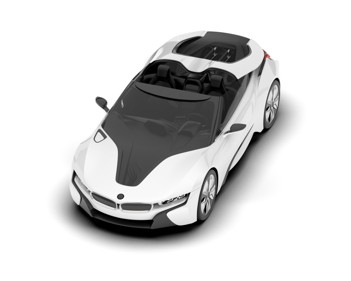 White sport car on transparent background. 3d rendering - illustration png