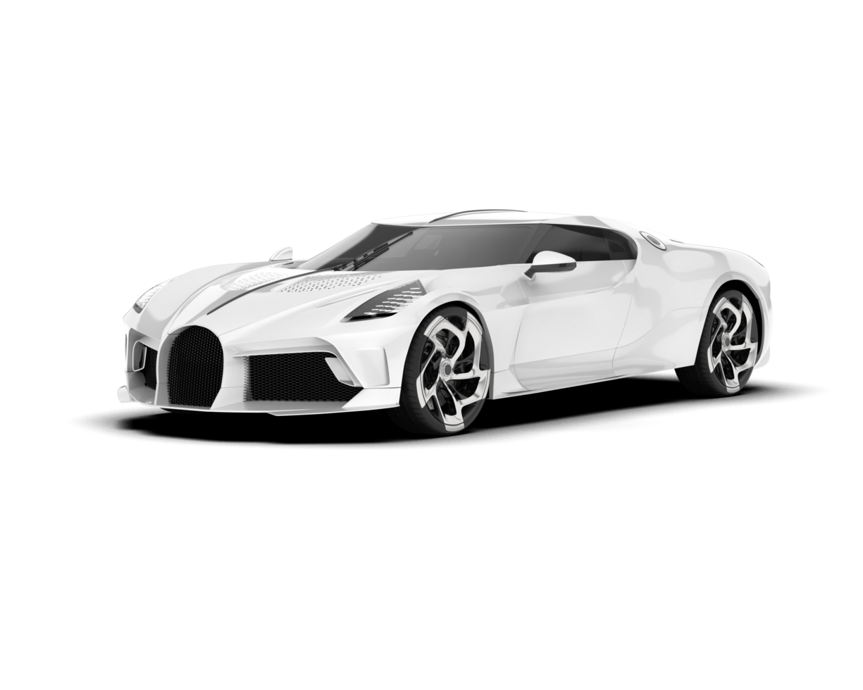 White sport car on transparent background. 3d rendering - illustration png