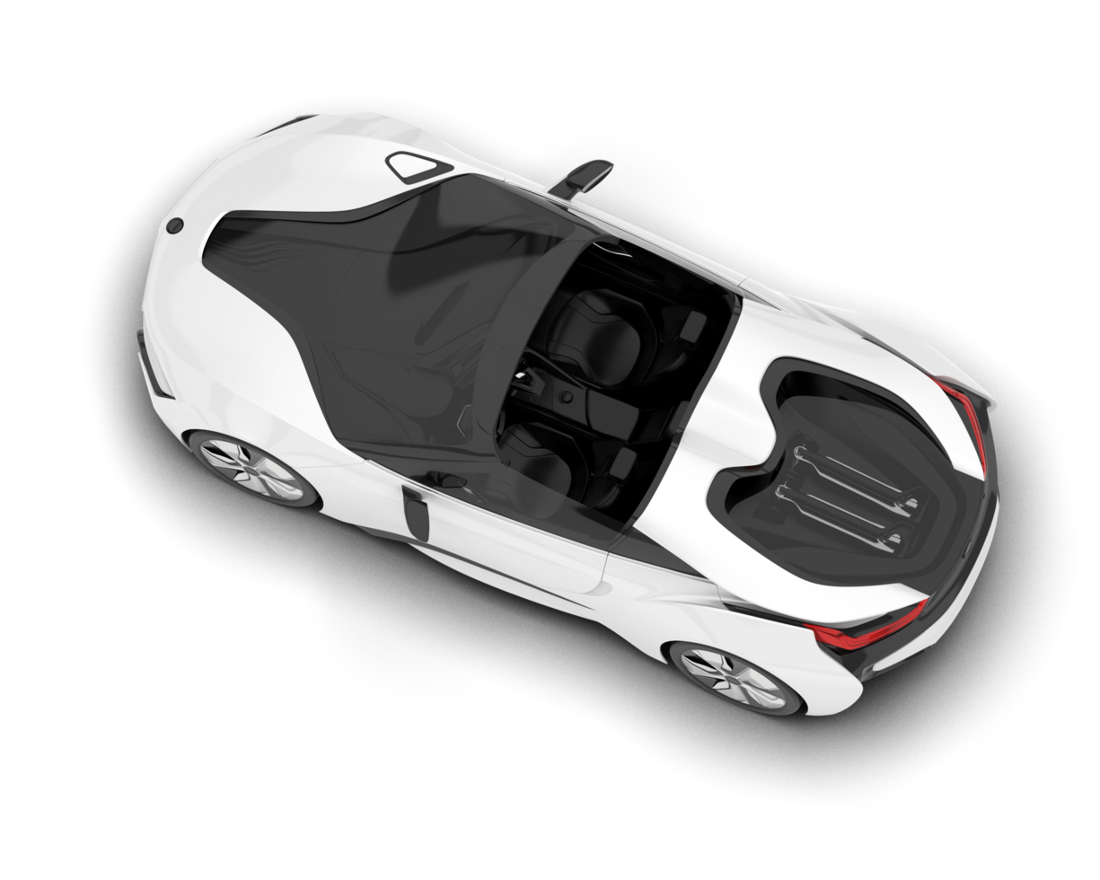 White sport car on transparent background. 3d rendering - illustration png