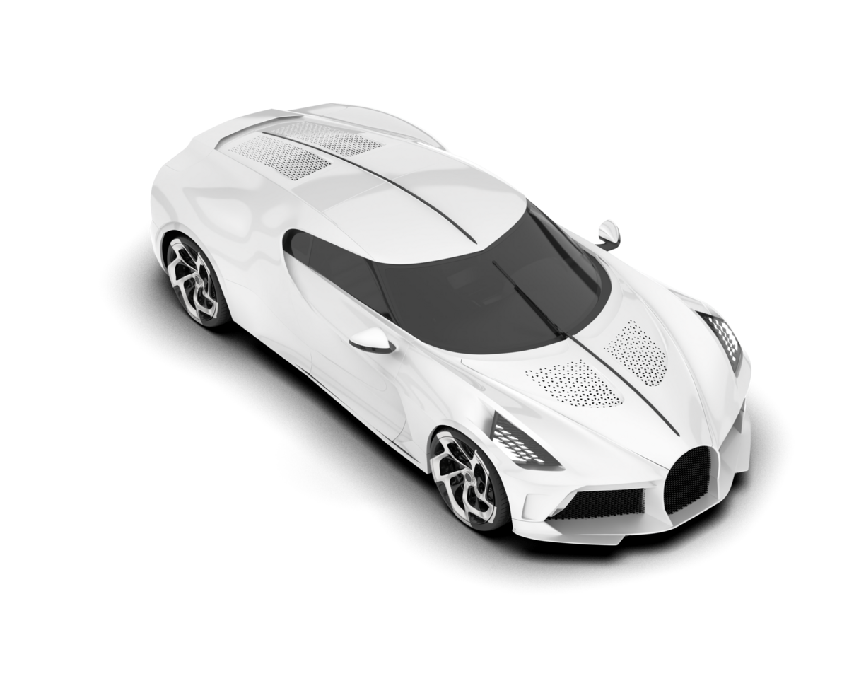White sport car on transparent background. 3d rendering - illustration png