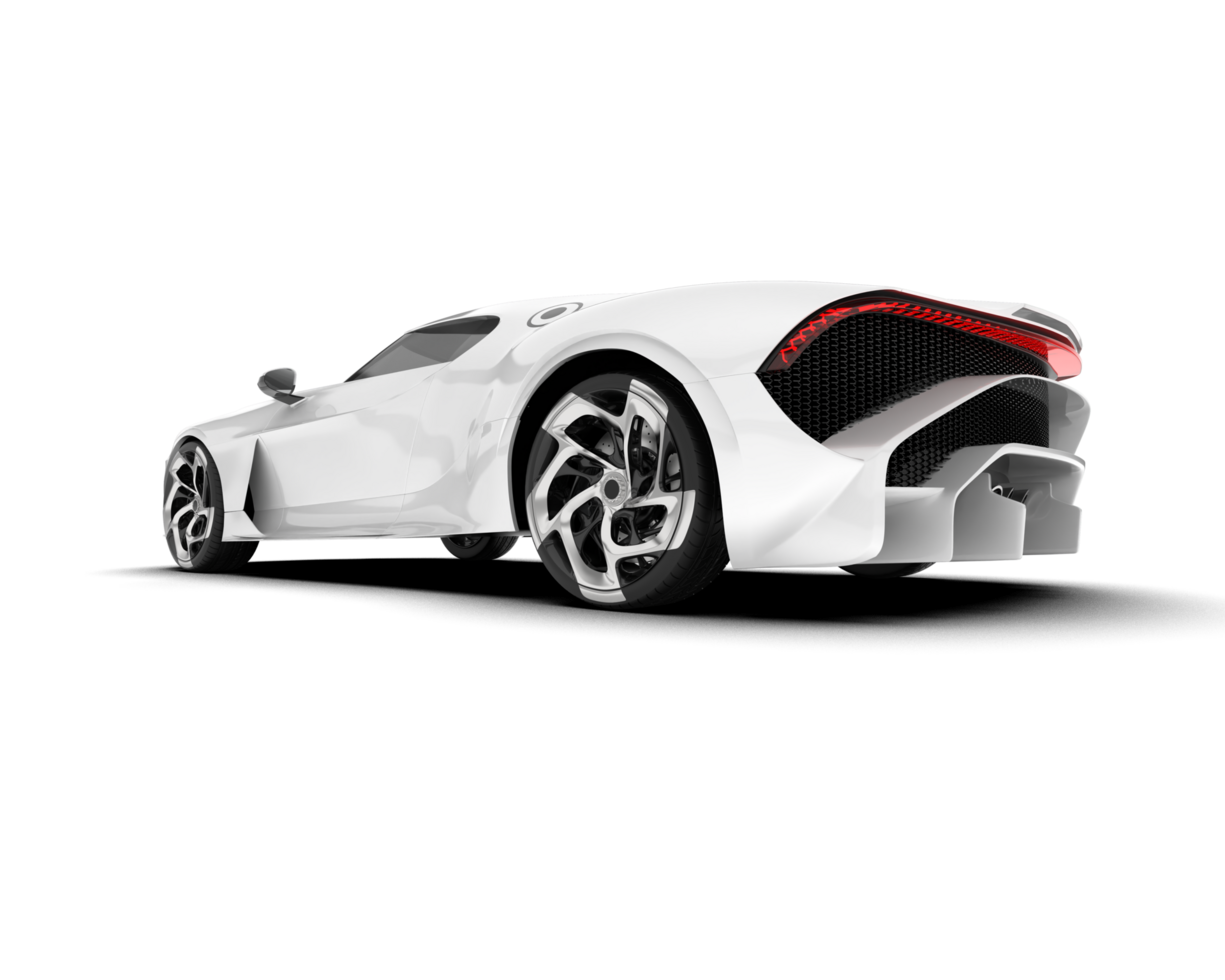 White sport car on transparent background. 3d rendering - illustration png