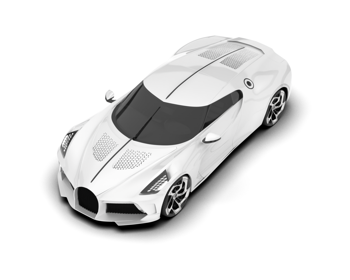 White sport car on transparent background. 3d rendering - illustration png