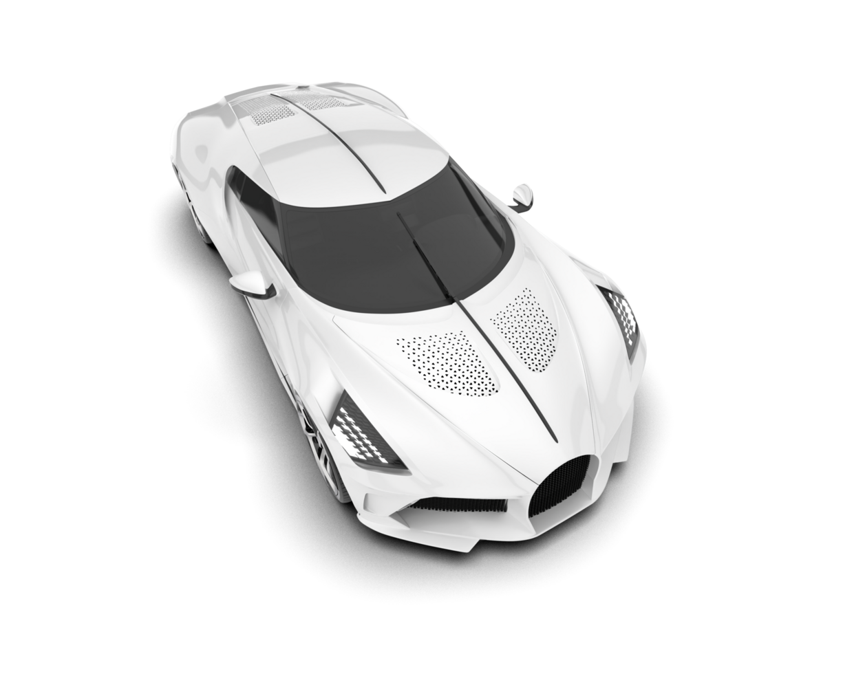 White sport car on transparent background. 3d rendering - illustration png