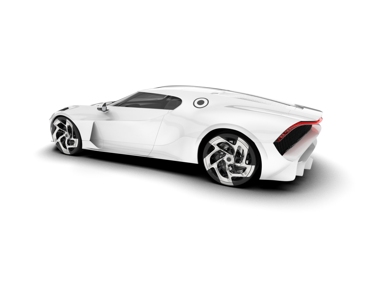 White sport car on transparent background. 3d rendering - illustration png