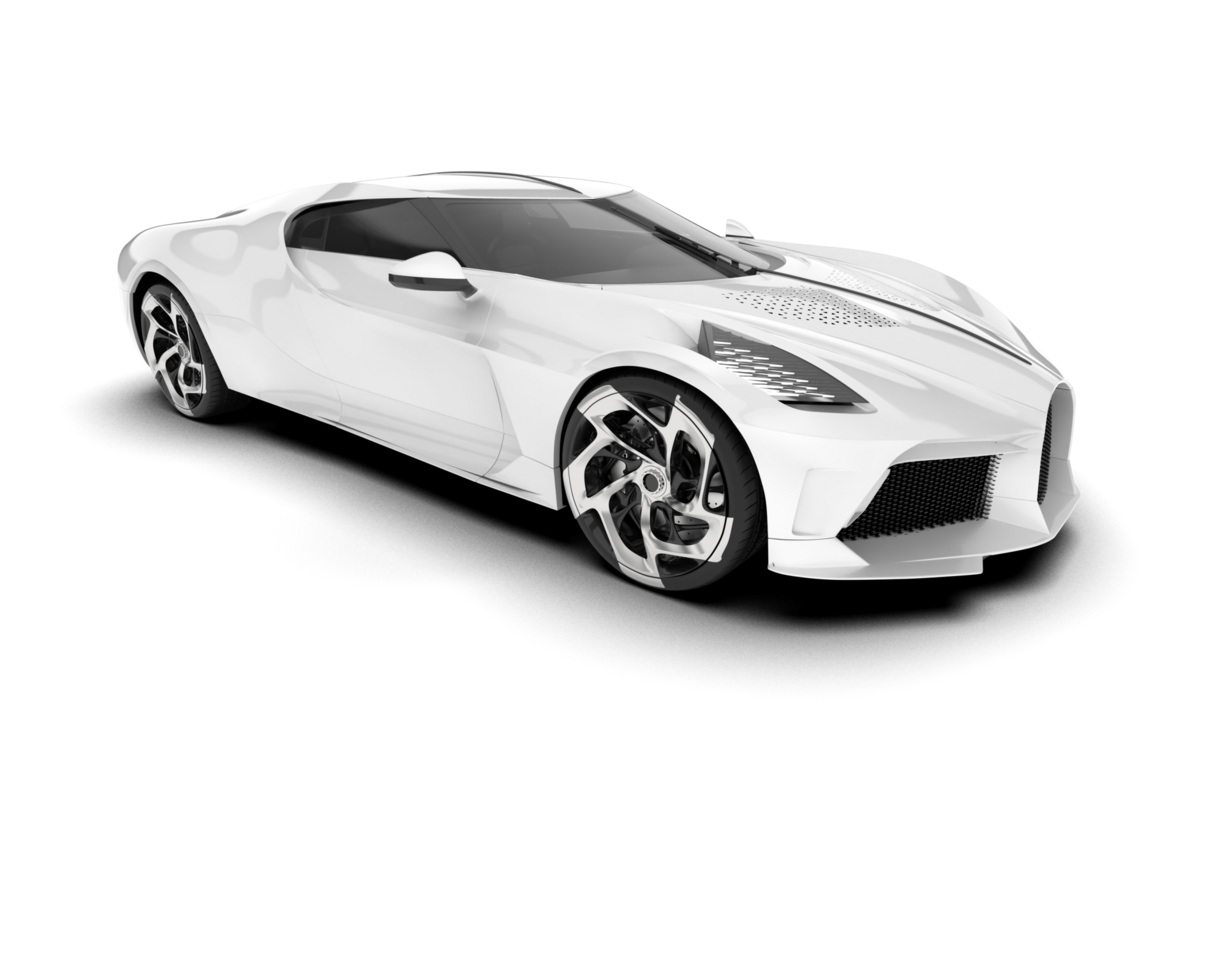 White sport car on transparent background. 3d rendering - illustration png
