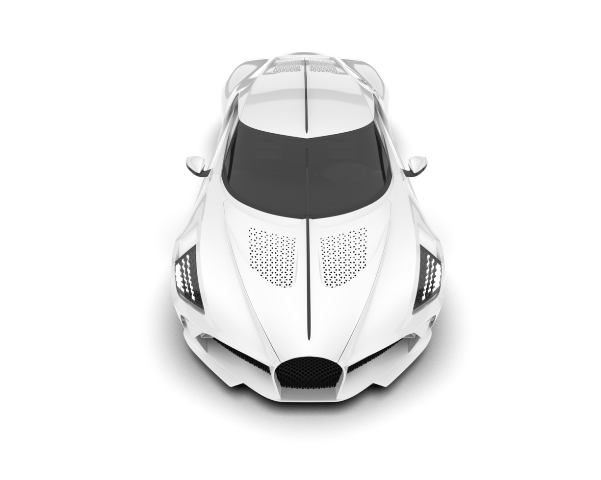 White sport car on transparent background. 3d rendering - illustration png