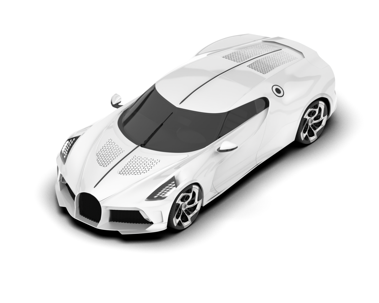 White sport car on transparent background. 3d rendering - illustration png