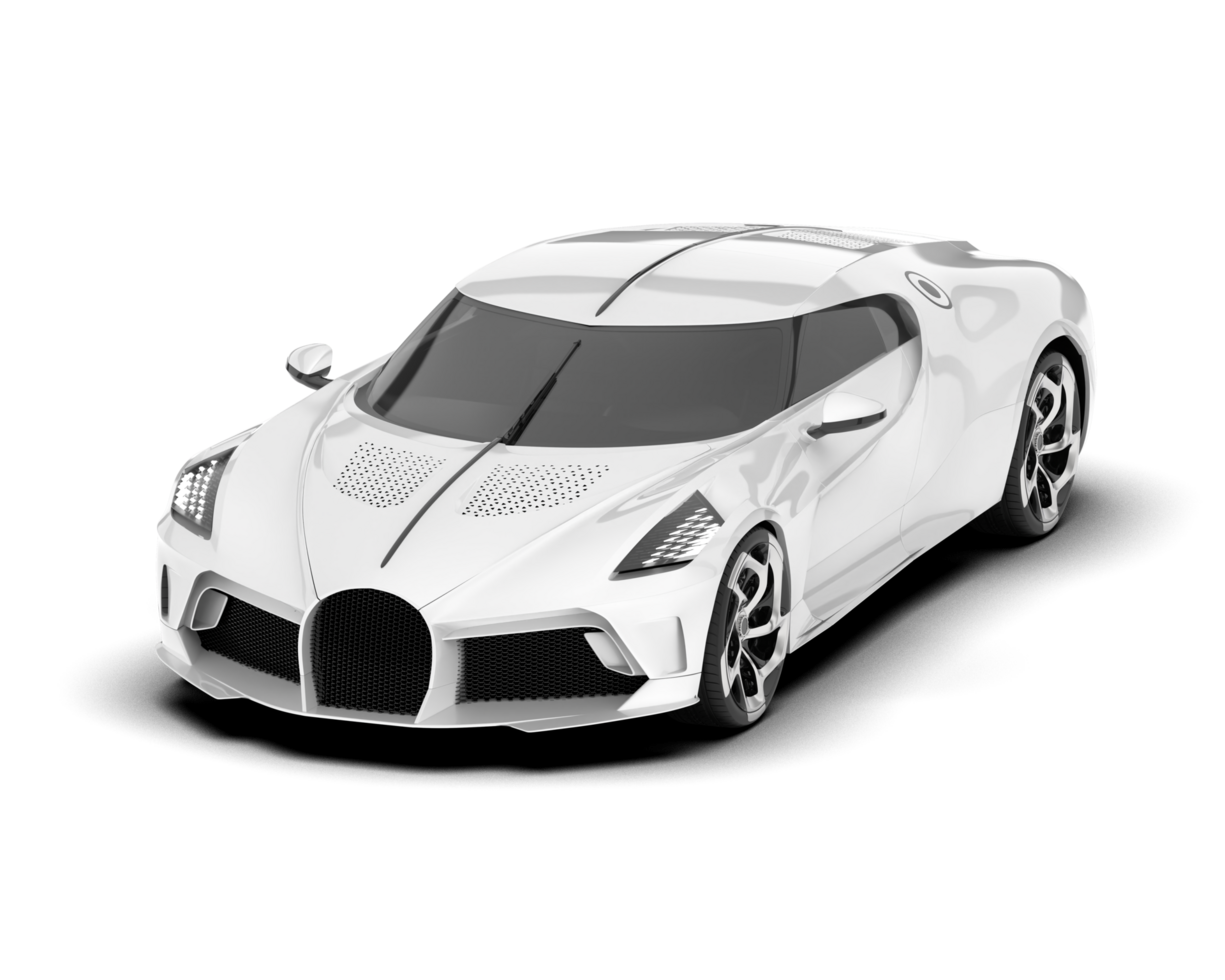 White sport car on transparent background. 3d rendering - illustration png
