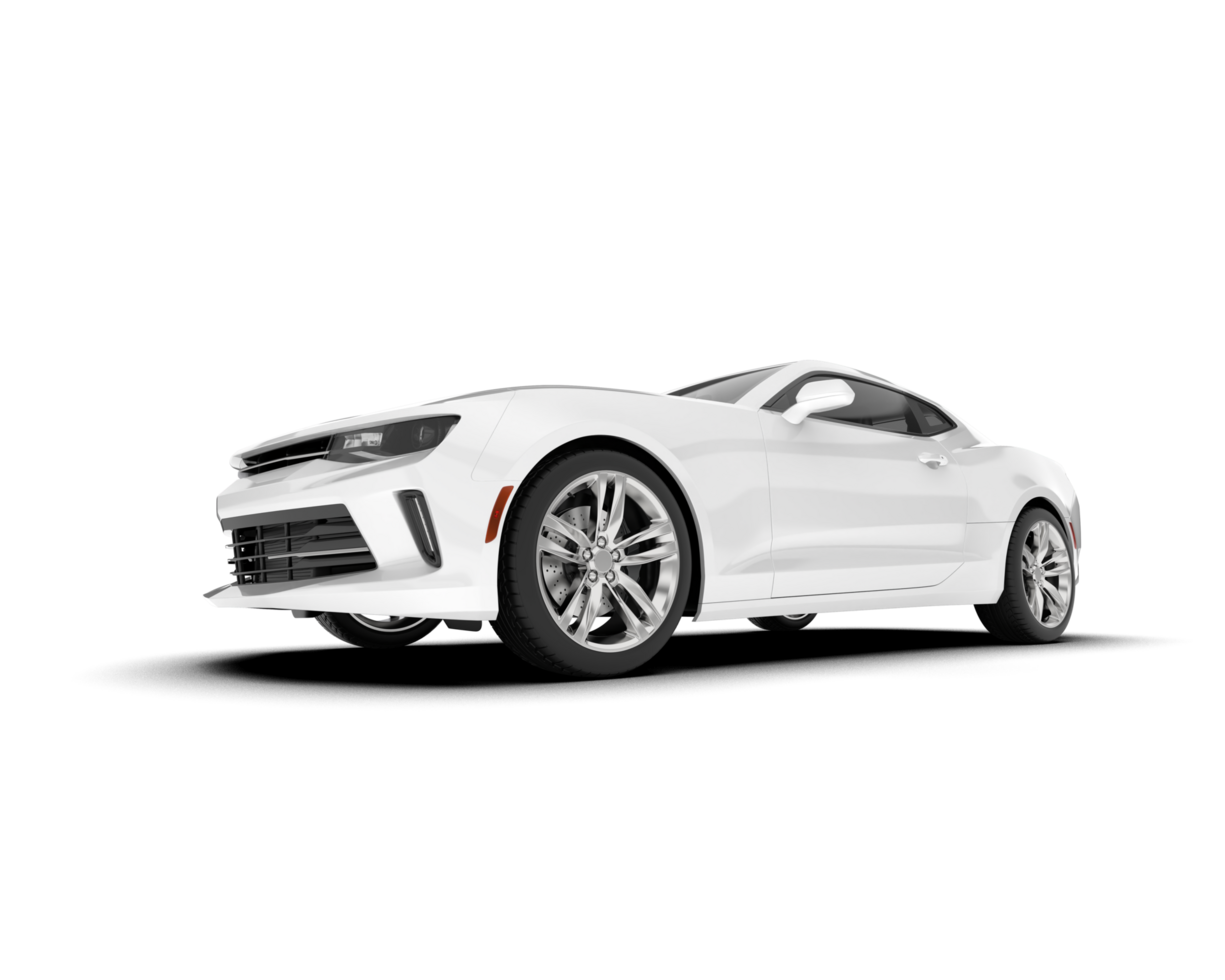 White sport car on transparent background. 3d rendering - illustration png