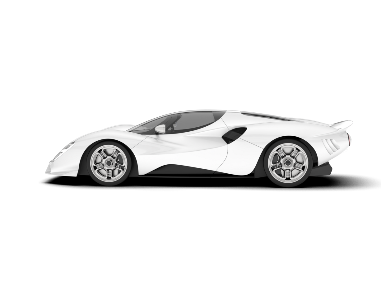 White sport car on transparent background. 3d rendering - illustration png