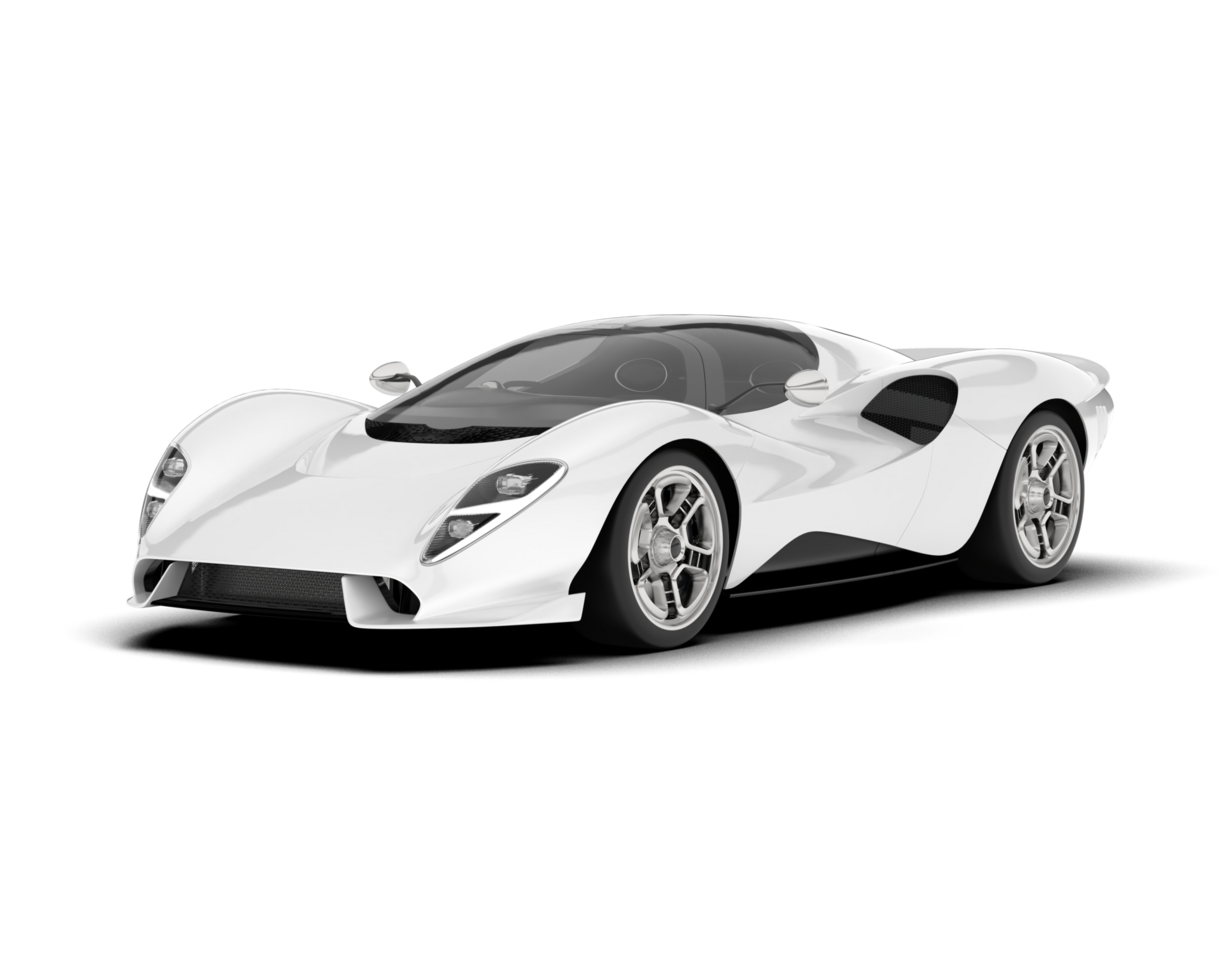 White sport car on transparent background. 3d rendering - illustration png