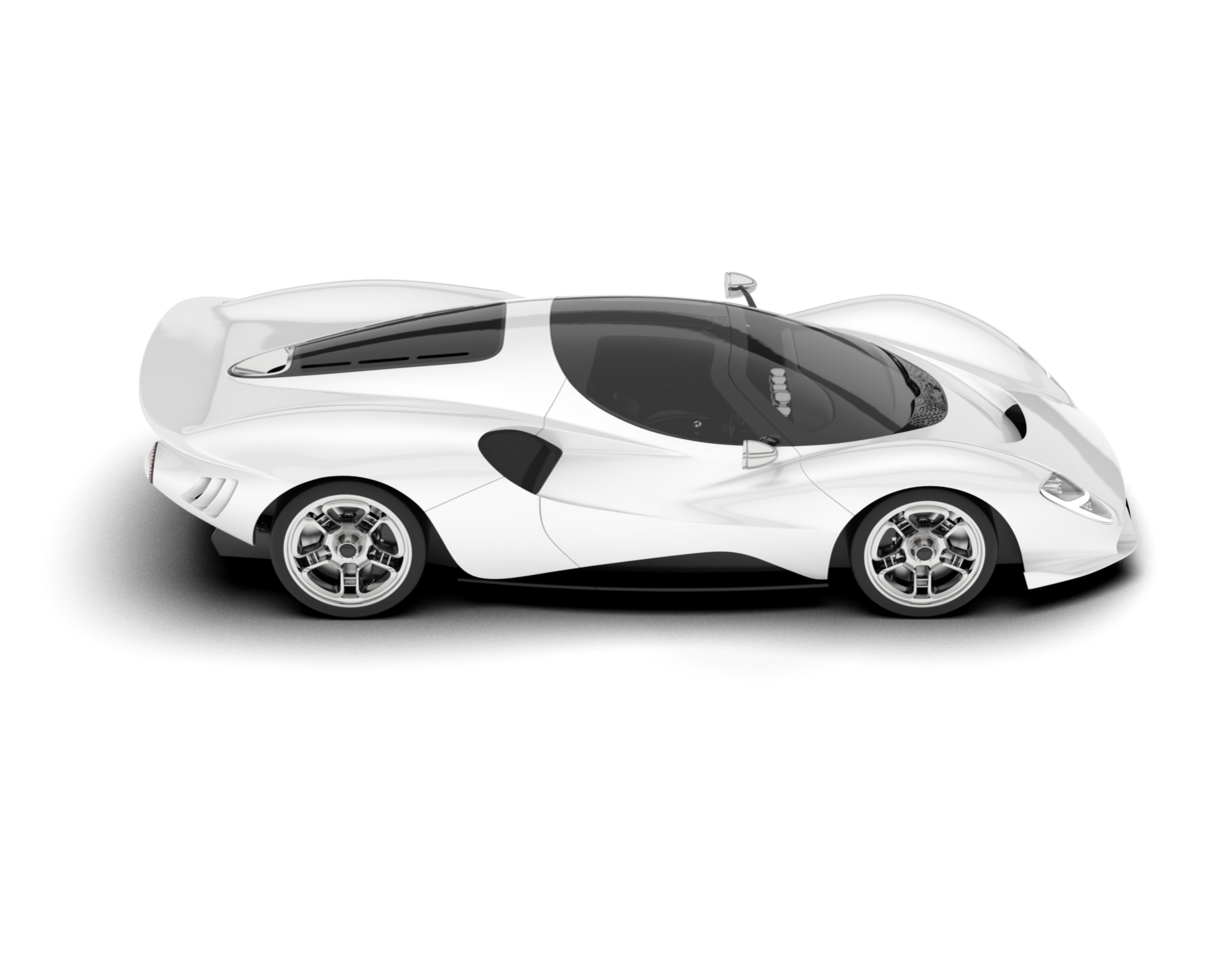 White sport car on transparent background. 3d rendering - illustration png