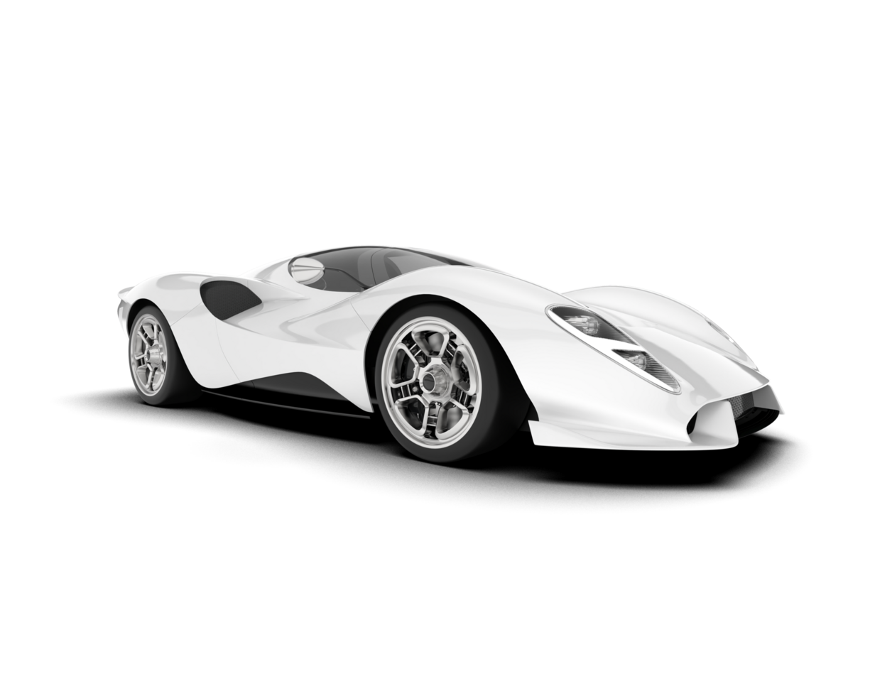 White sport car on transparent background. 3d rendering - illustration png