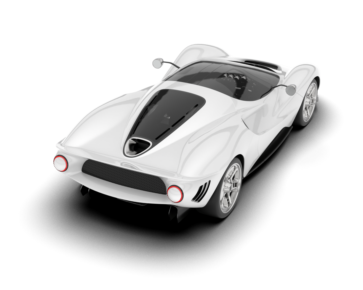 White sport car on transparent background. 3d rendering - illustration png