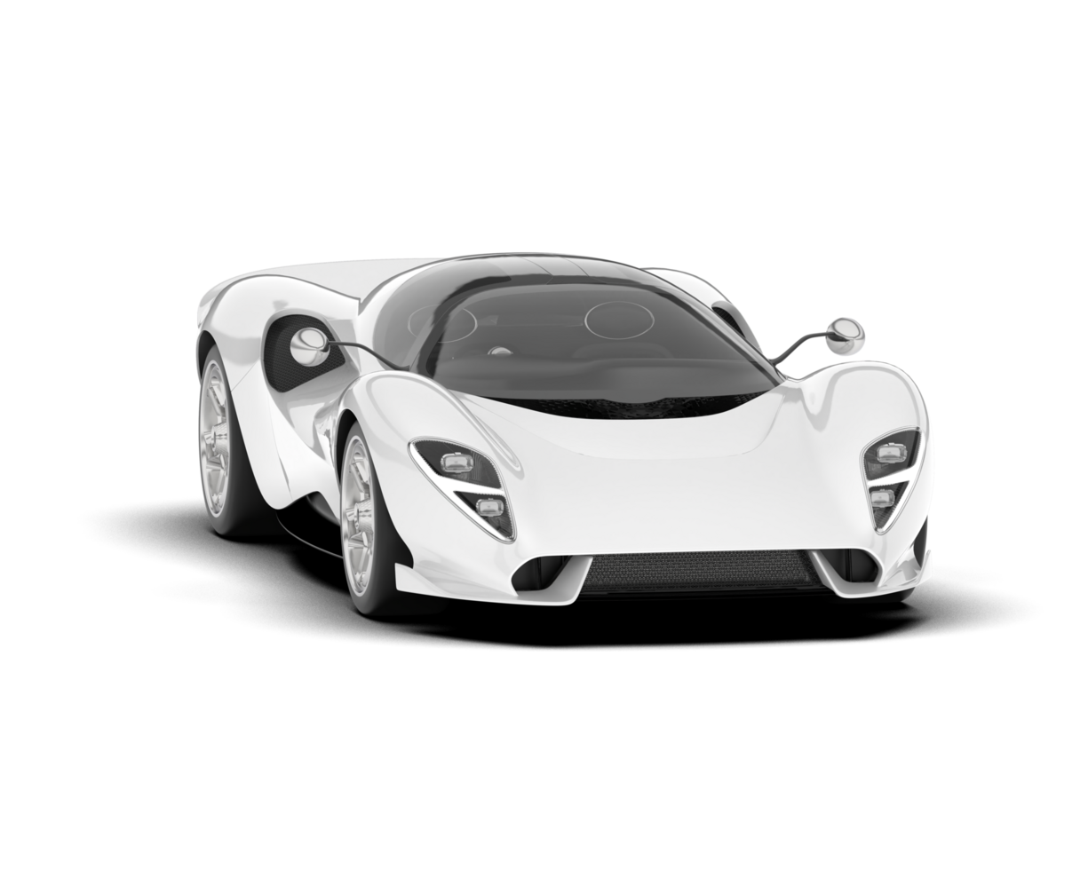 White sport car on transparent background. 3d rendering - illustration png