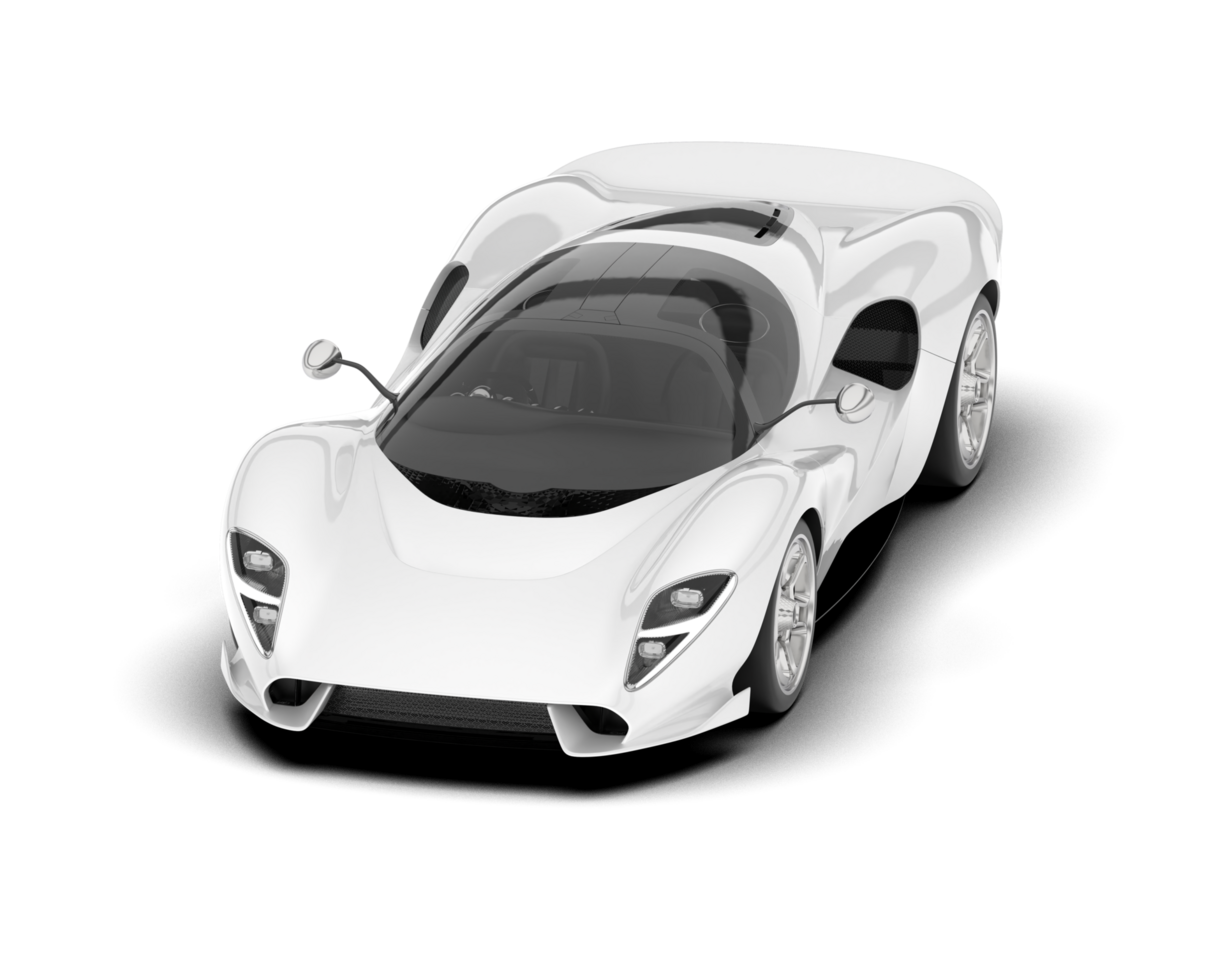 White sport car on transparent background. 3d rendering - illustration png