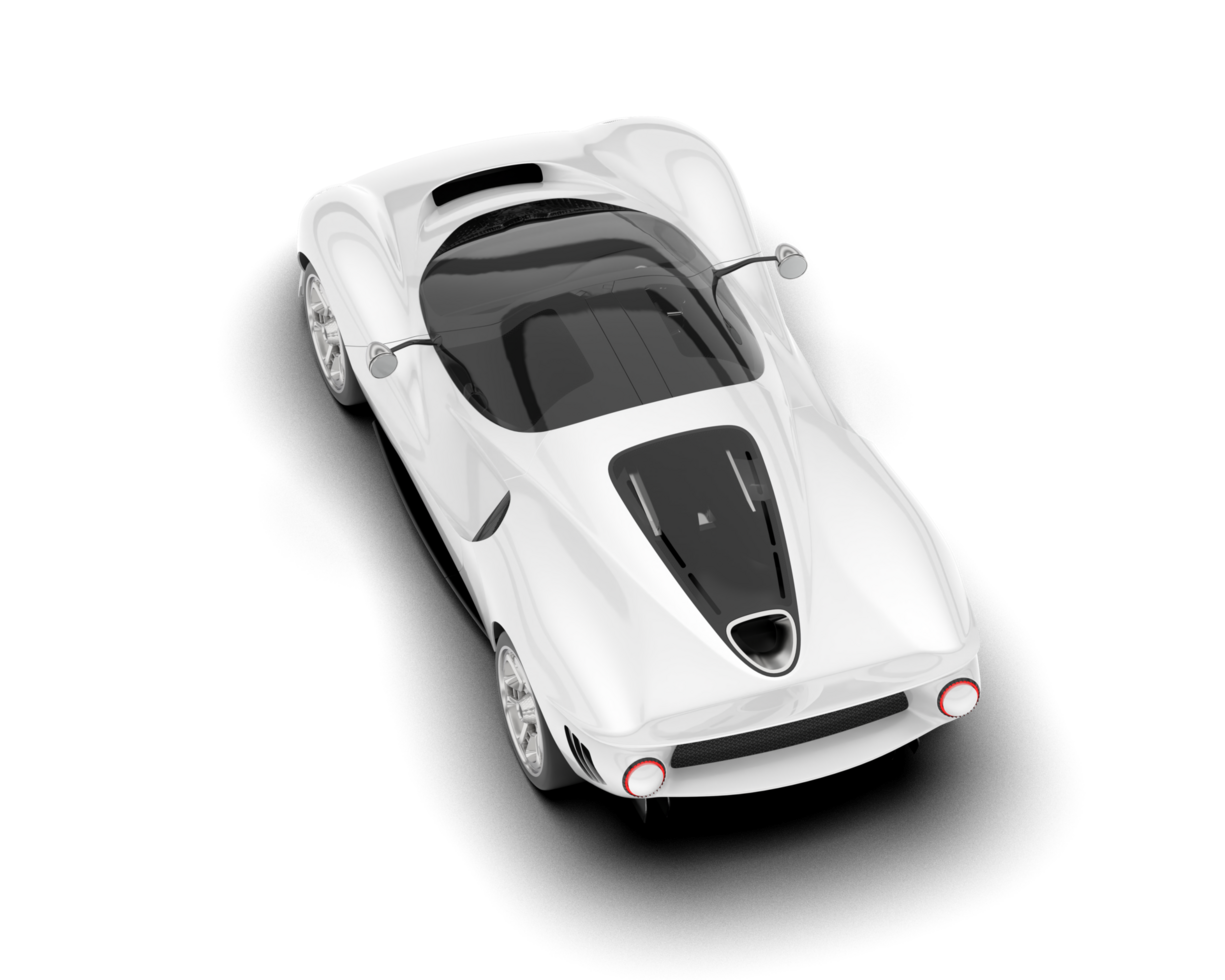 White sport car on transparent background. 3d rendering - illustration png