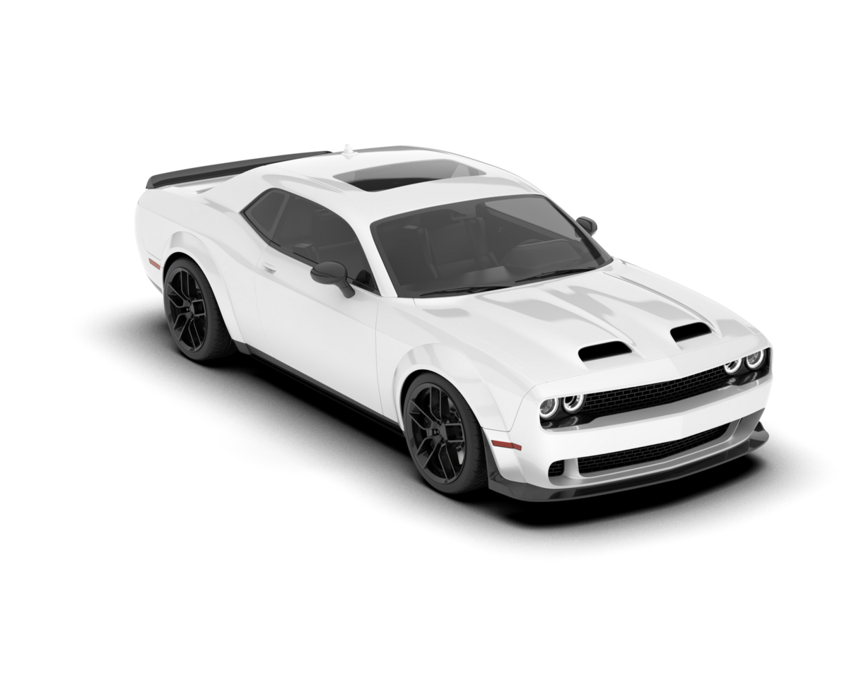 White sport car on transparent background. 3d rendering - illustration png