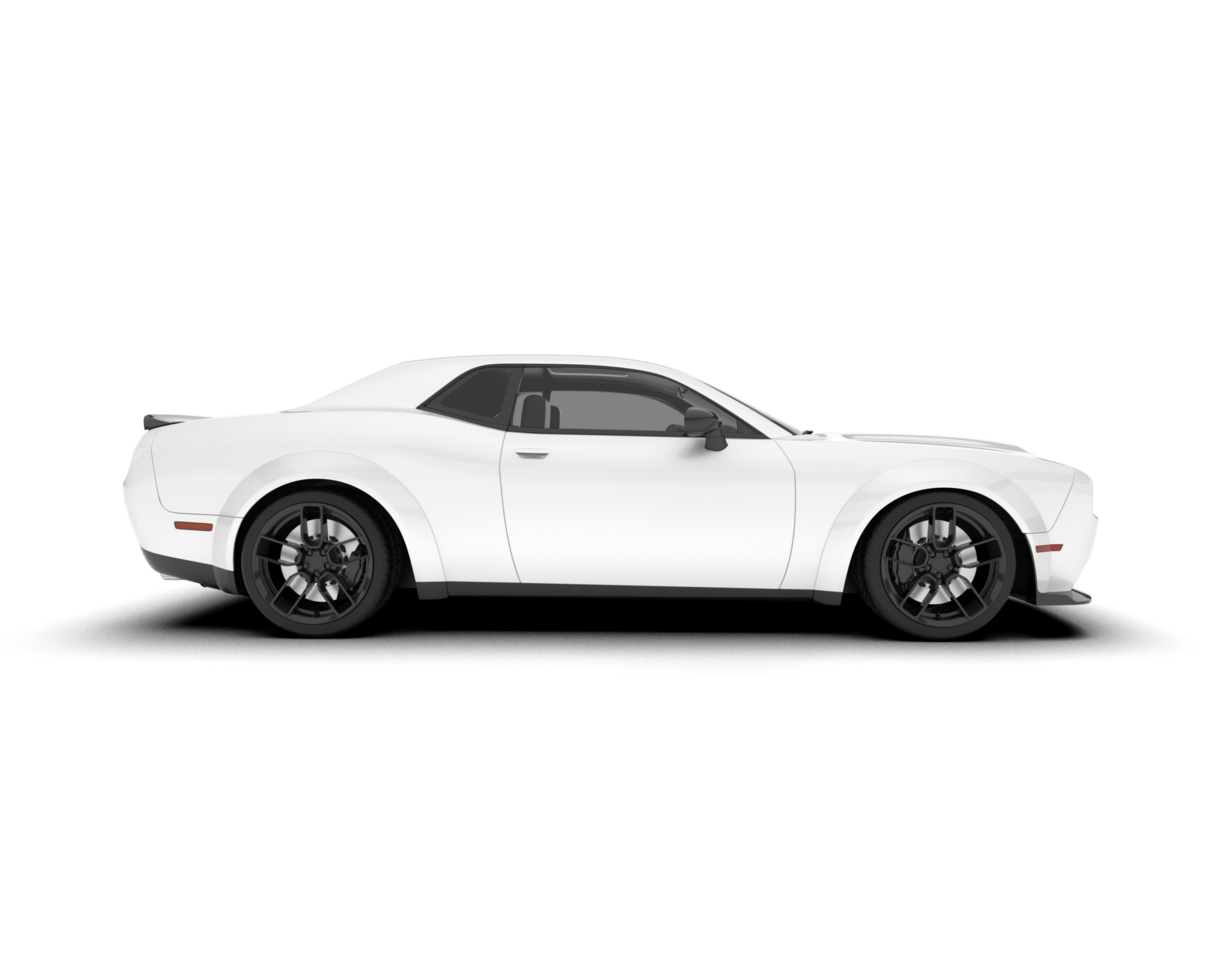 White sport car on transparent background. 3d rendering - illustration png