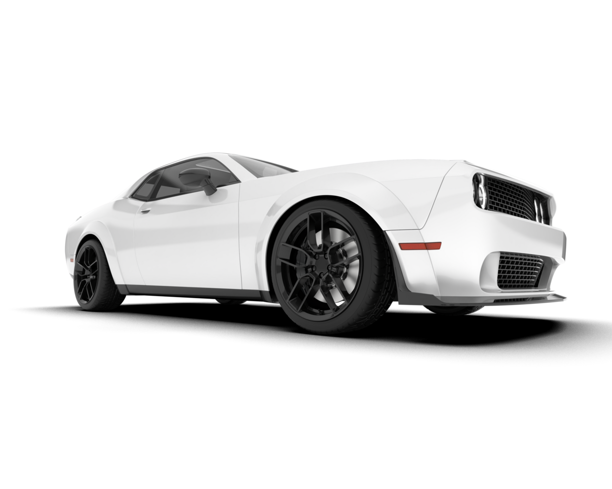 White sport car on transparent background. 3d rendering - illustration png