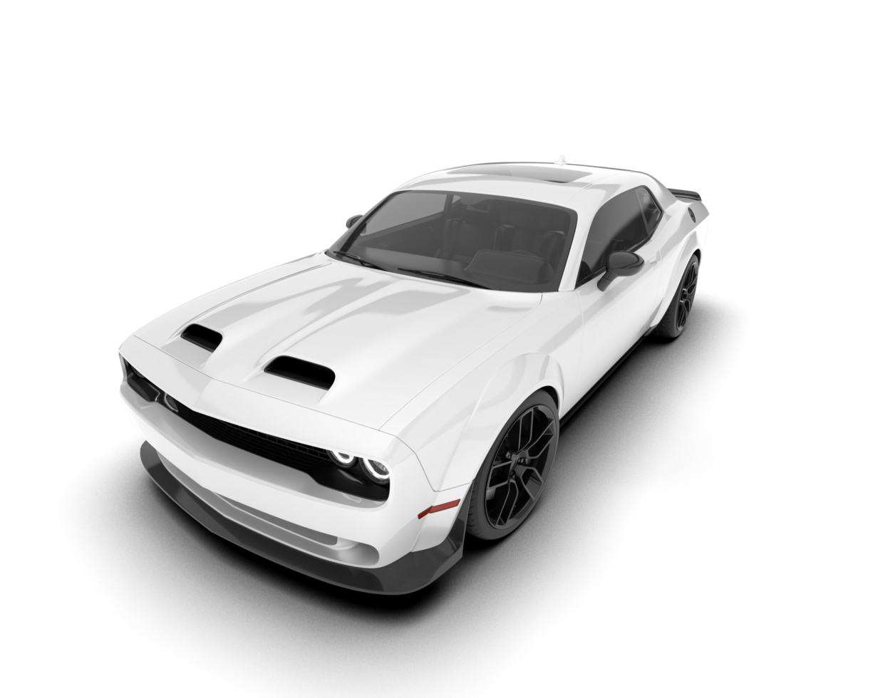 White sport car on transparent background. 3d rendering - illustration png