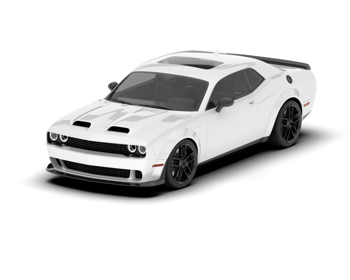 White sport car on transparent background. 3d rendering - illustration png
