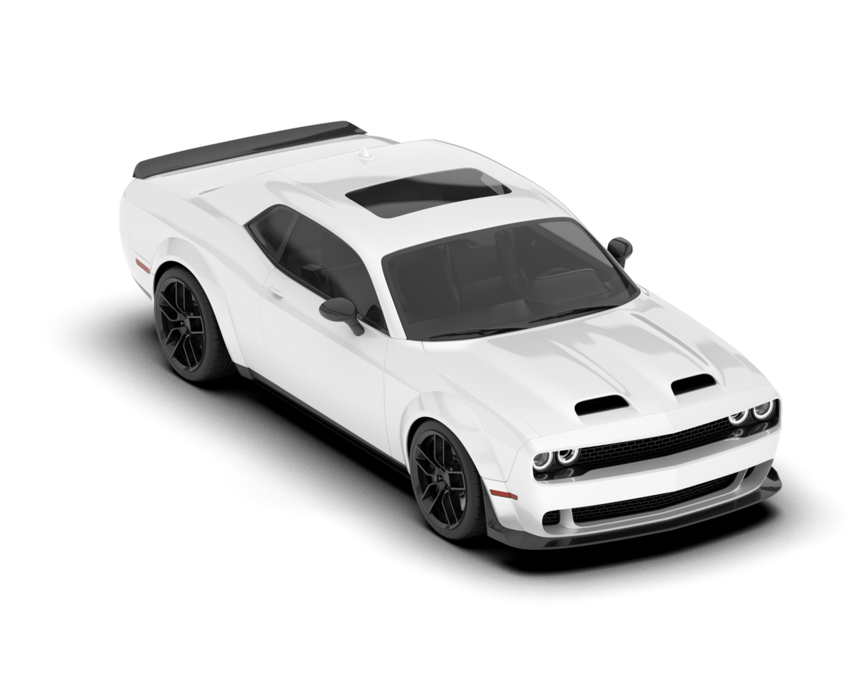 White sport car on transparent background. 3d rendering - illustration png