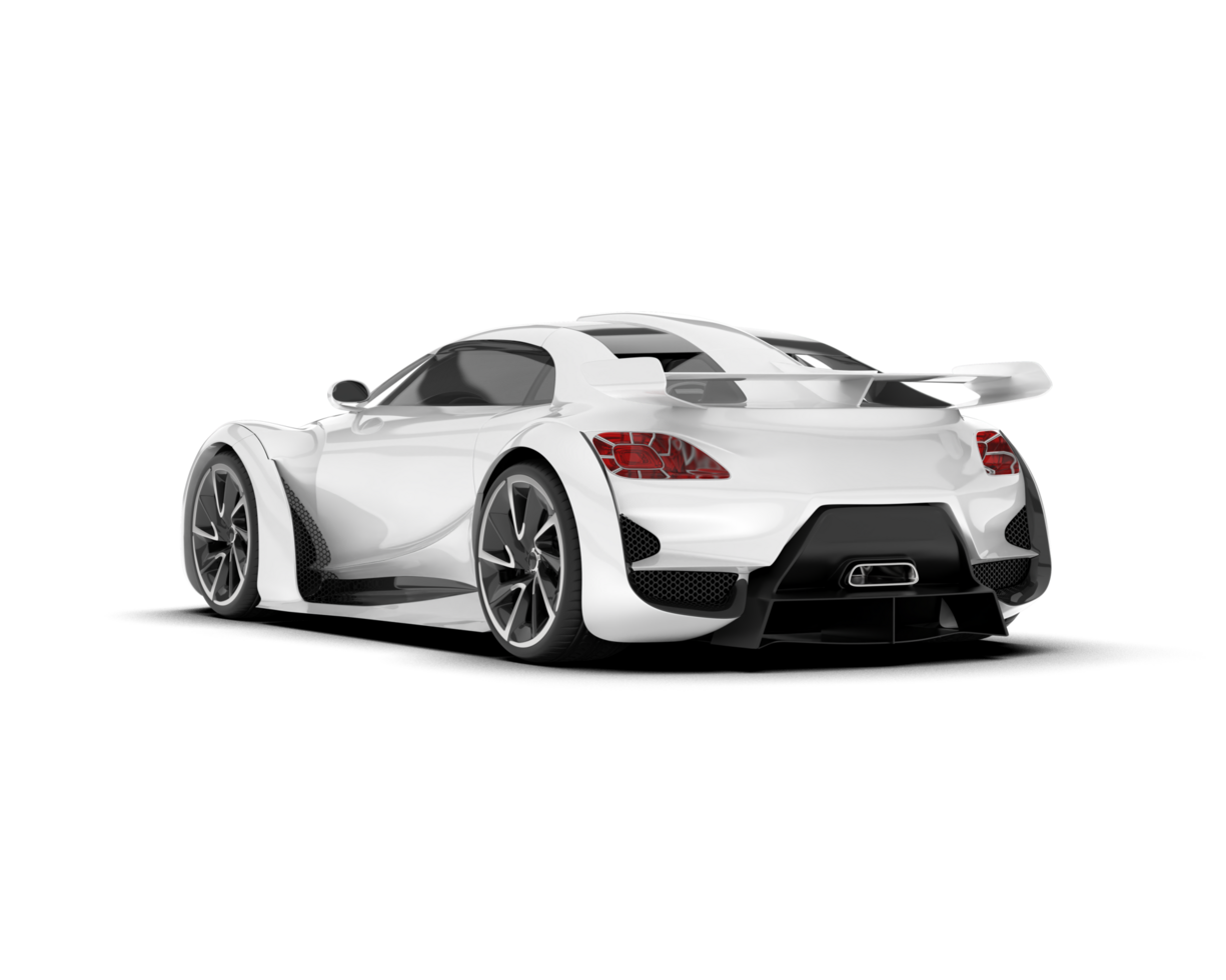 White sport car on transparent background. 3d rendering - illustration png