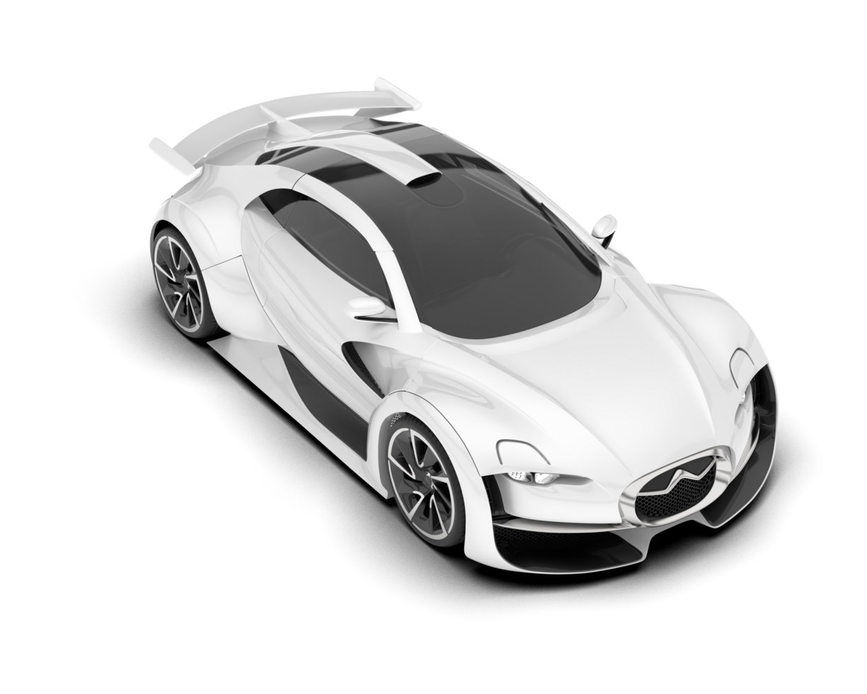 White sport car on transparent background. 3d rendering - illustration png
