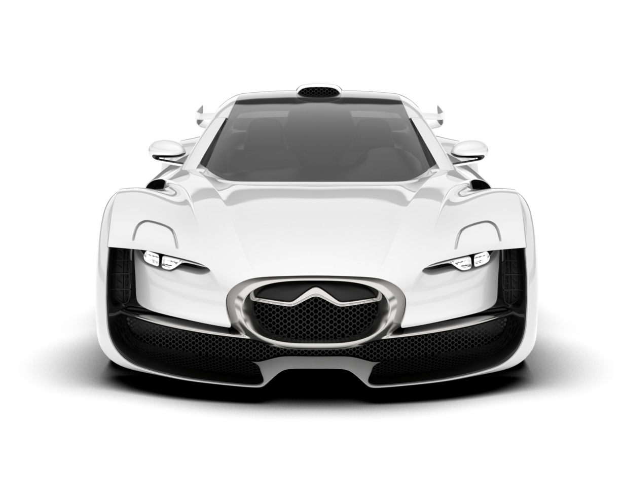 White sport car on transparent background. 3d rendering - illustration png