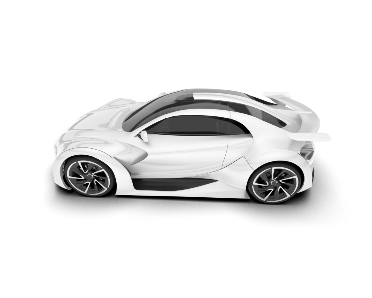 White sport car on transparent background. 3d rendering - illustration png