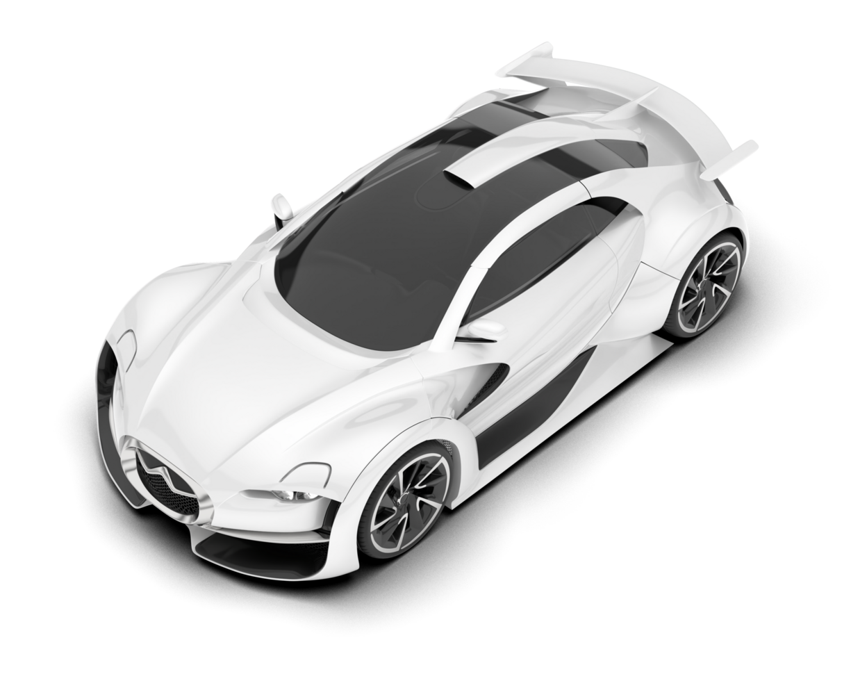 White sport car on transparent background. 3d rendering - illustration png