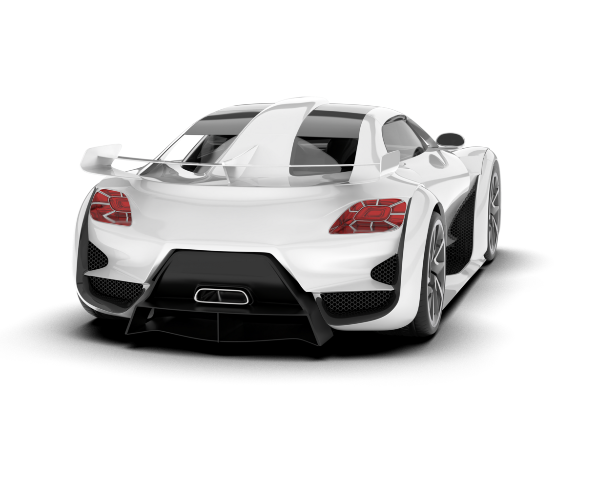 White sport car on transparent background. 3d rendering - illustration png