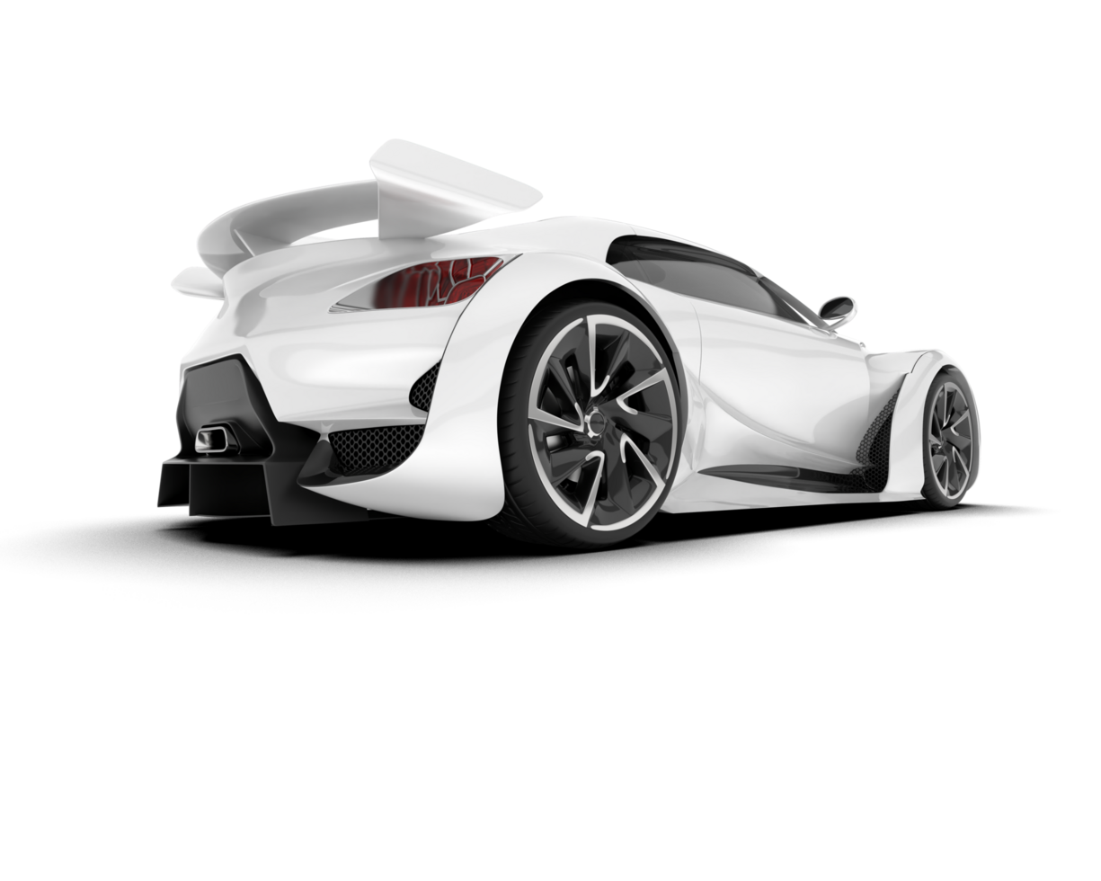 White sport car on transparent background. 3d rendering - illustration png