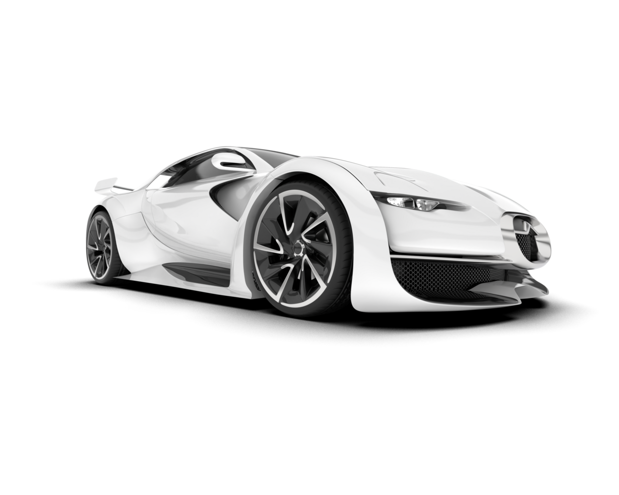 White sport car on transparent background. 3d rendering - illustration png