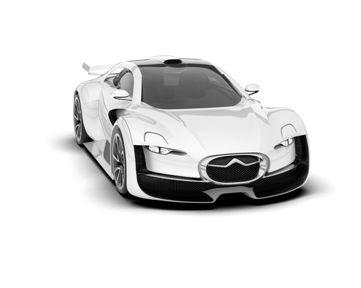 White sport car on transparent background. 3d rendering - illustration png