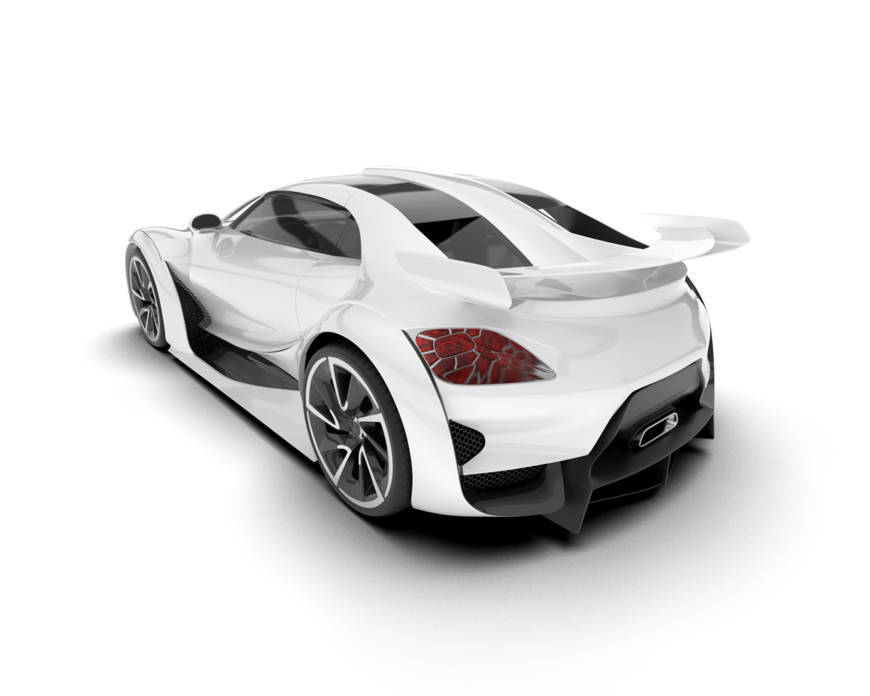 White sport car on transparent background. 3d rendering - illustration png