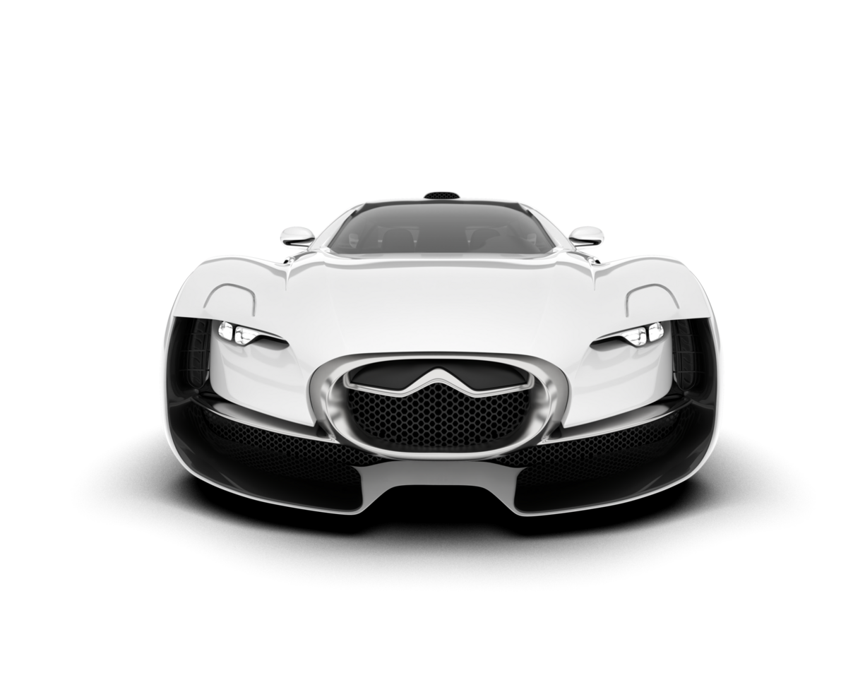 White sport car on transparent background. 3d rendering - illustration png
