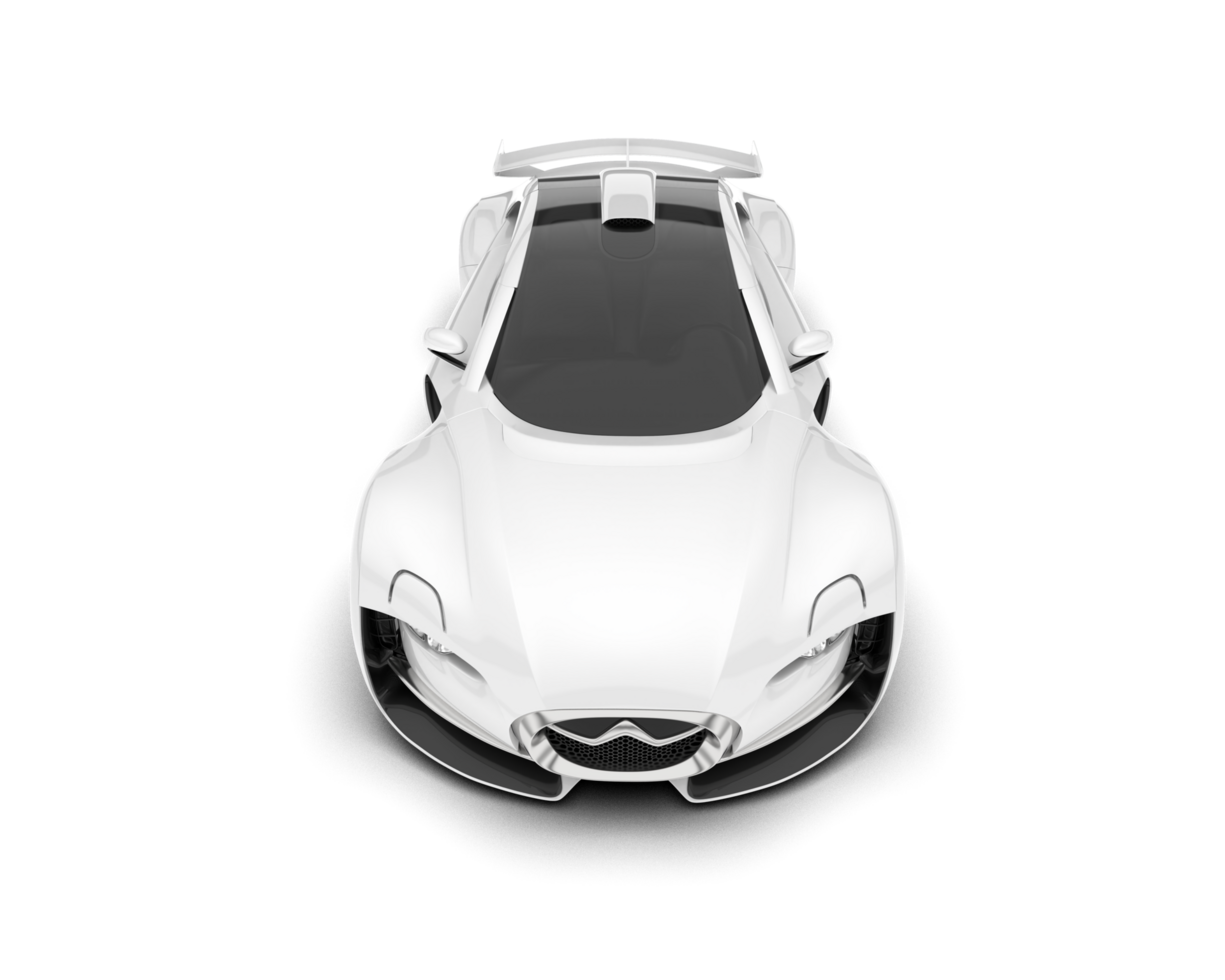 White sport car on transparent background. 3d rendering - illustration png